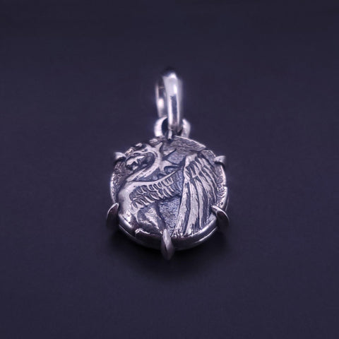 David Yurman Sterling Silver Petrvs Dragon Coin amulet Pendant