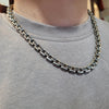 Box Chain Necklace Sterling Silver with Pavé Black Diamonds, 7.3mm