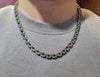 Box Chain Necklace Sterling Silver with Pavé Black Diamonds, 7.3mm