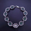 Custom Made Link Bracelet with Nephrite & Single White Pearl in 14K White Gold