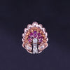 Antique Ruby Diamond Peacock  Ring in 14K Rose Gold