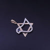 Star of David Pendant with Sapphire,Emerald,Ruby 14K Yellow Gold with Diamonds