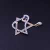Star of David Pendant with Sapphire,Emerald,Ruby 14K Yellow Gold with Diamonds