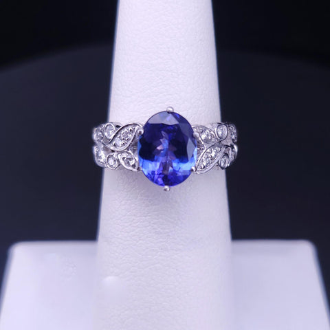“Jeff Cooper Vintage Oval Tanzanite Diamond Ring in Two-Tone”
