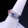 Multi-Gemstone Sapphire and Diamond Band Ring, White Gold