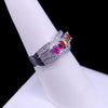 Multi-Gemstone Sapphire and Diamond Band Ring, White Gold