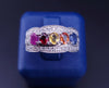 Multi-Gemstone Sapphire and Diamond Band Ring, White Gold