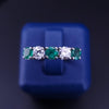 Antique Emerald and Diamond Band Ring, Five-Stone Design