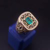 Vintage Emerald Cut Emerald Diamond Ring with Black Enamel in 14K Yellow Gold