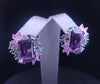 Elegant Amethyst Cluster Ring and Earrings Set with Multi-Gemstone Floral Design