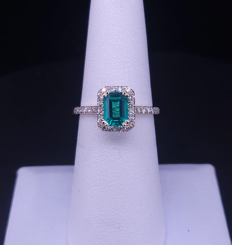 Custom Made 14K Yellow Gold Ring with Diamond  & Columbian Emerald 6.5