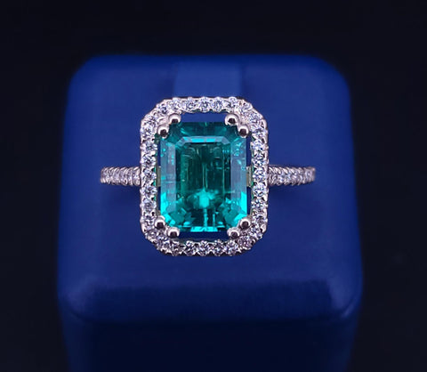 Custom Made 14K Yellow Gold Ring with Emerald & Diamond 6.25