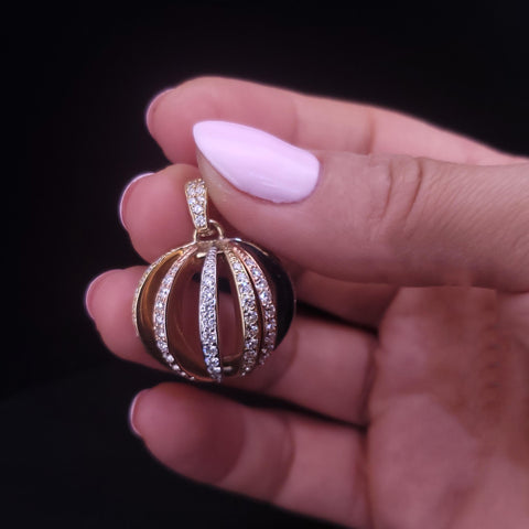 Custom Made Pendant in 14K Three-Tone Gold with Diamond