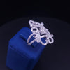 Art Deco Style Diamond Filigree Cocktail Ring in 14K White Gold
