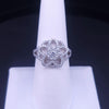 Floral Diamond Cluster Filigree Ring in 18K White Gold