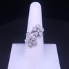 Diamond Double Floral Heart Petal Ring in 18K White Gold