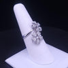 Diamond Double Floral Heart Petal Ring in 18K White Gold