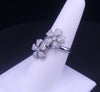 Diamond Double Floral Heart Petal Ring in 18K White Gold