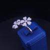 Diamond Double Floral Heart Petal Ring in 18K White Gold