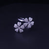 Diamond Double Floral Heart Petal Ring in 18K White Gold