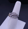 Aurora Pavé Diamond Crossover Ring in 14K White Gold with Yellow & White Diamond