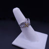 Aurora Pavé Diamond Crossover Ring in 14K White Gold with Yellow & White Diamond