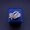 Aurora Pavé Diamond Crossover Ring in 14K White Gold with Yellow & White Diamond