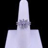 Floral Diamond Cluster Ring with Baguette Accents in 14K White Gold