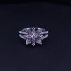 Floral Diamond Cluster Ring with Baguette Accents in 14K White Gold