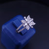 Floral Diamond Cluster Ring with Baguette Accents in 14K White Gold