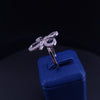 Custom Made Butterfly Ring with Diamonds in 14K White Gold