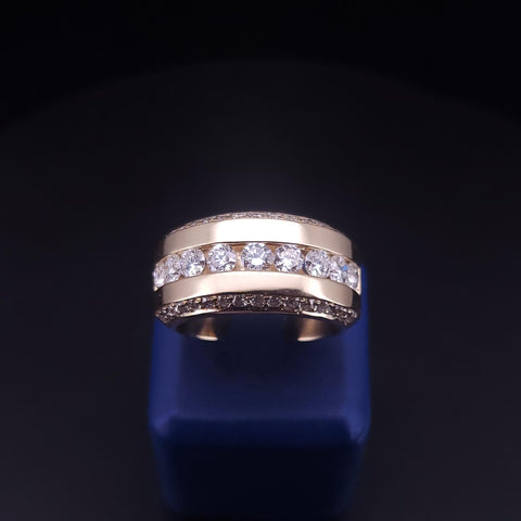 Modern 18K Gold Diamond Band Ring with Channel Set Round Diamonds