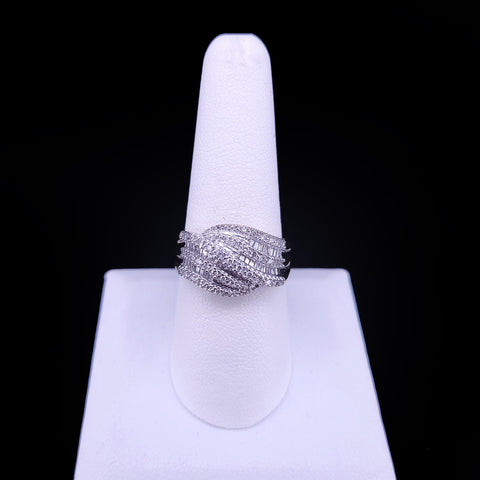 Multi-Row Diamond Fan Statement Ring in 14K Yellow Gold