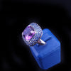 Cushion-Cut Amethyst & Blue Sapphire Halo Cocktail Ring in 14K White Gold