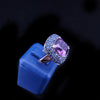 Cushion-Cut Amethyst & Blue Sapphire Halo Cocktail Ring in 14K White Gold