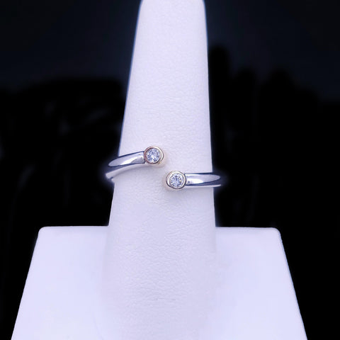 Sculptural 14K Two-Tone Gold Twin Diamond Open Ring