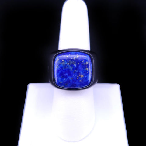 David Yurman Signet Ring with Lapis Lazuli in Black Titanium