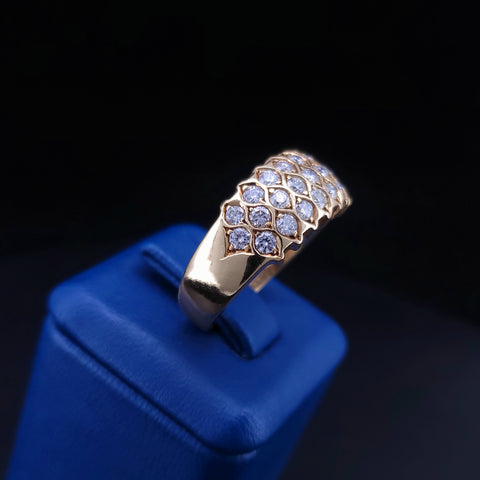 14K Yellow Gold Diamond Honeycomb Band Ring Size 8