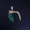 Custom Made CHAI Pendant in 14K Yellow Gold with Diamonds and Malachite