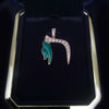 Custom Made CHAI Pendant in 14K Yellow Gold with Diamonds and Malachite