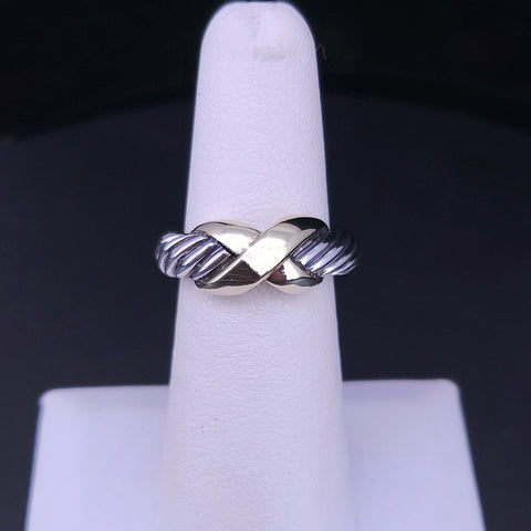 David Yurman Crossover Ring, Sterling Silver & 14K Gold, Size 5.5