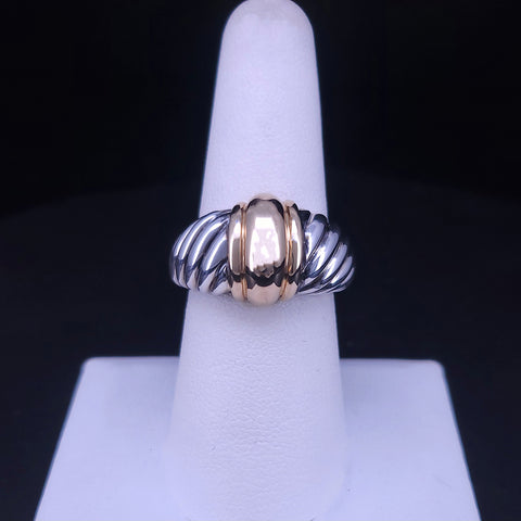 David Yurman Women's 18k Yellow Gold Sterling Silver Ring, size 7.5