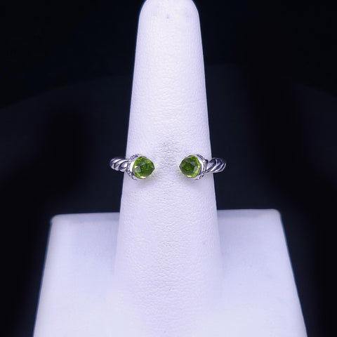David Yurman Cable Ring in Sterling Silver with Diamonds & Peridot