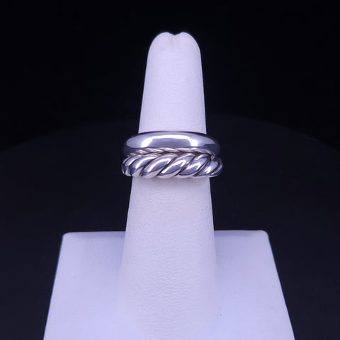 DAVID YURMAN Pure Form 2 Row  Sterling Silver Stacking Ring
