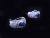 Estate Sapphire & Diamond Clip-On Earrings in 18K White Gold
