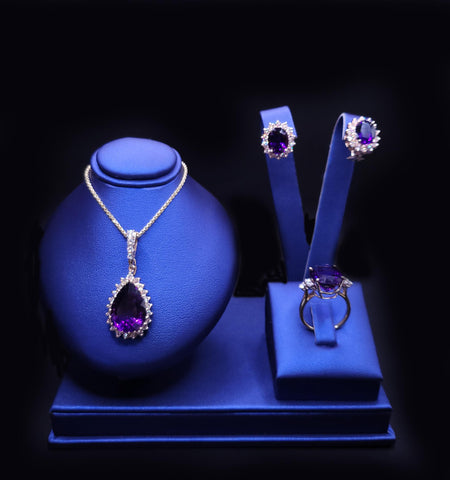 Amethyst & Diamond Three-Piece Jewelry Suite in 14K Gold