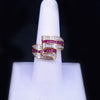 Ribbon  Bypass Ring with Diamonds & Ruby in 18K Yellow Gold