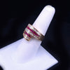 Ribbon  Bypass Ring with Diamonds & Ruby in 18K Yellow Gold