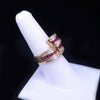 Ribbon  Bypass Ring with Diamonds & Ruby in 18K Yellow Gold