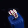 Ribbon  Bypass Ring with Diamonds & Ruby in 18K Yellow Gold